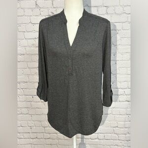 Perceptions Dark Gray 3/4 Sleeve Top